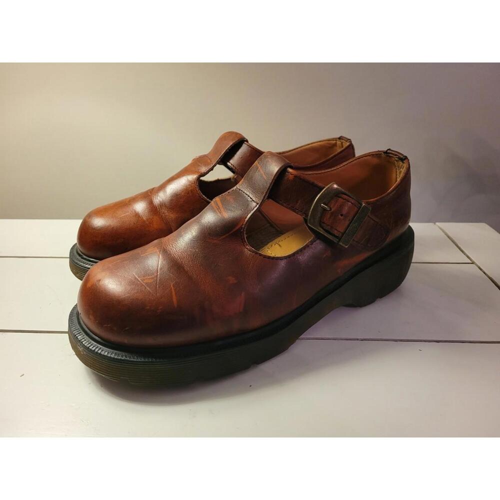 Made in England Dr Martens Burgandy T-strap mary janes vtg shoes